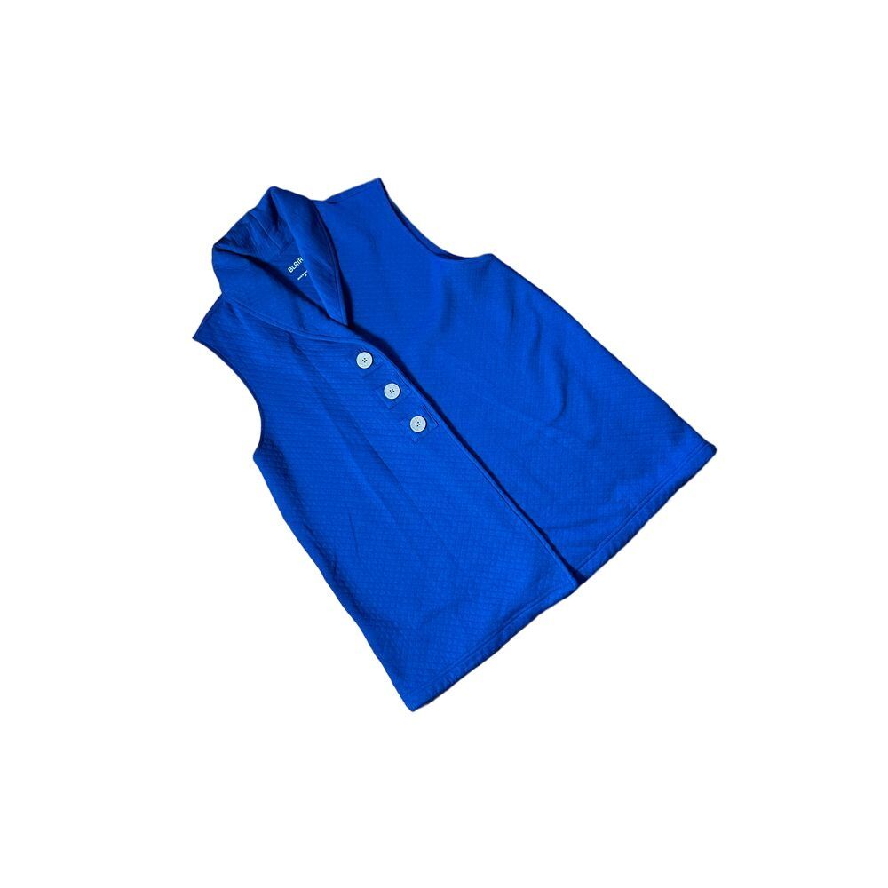 Blair Royal Blue Sleeveless Button-Front Vest Elegant Workwear Top Size‎ M